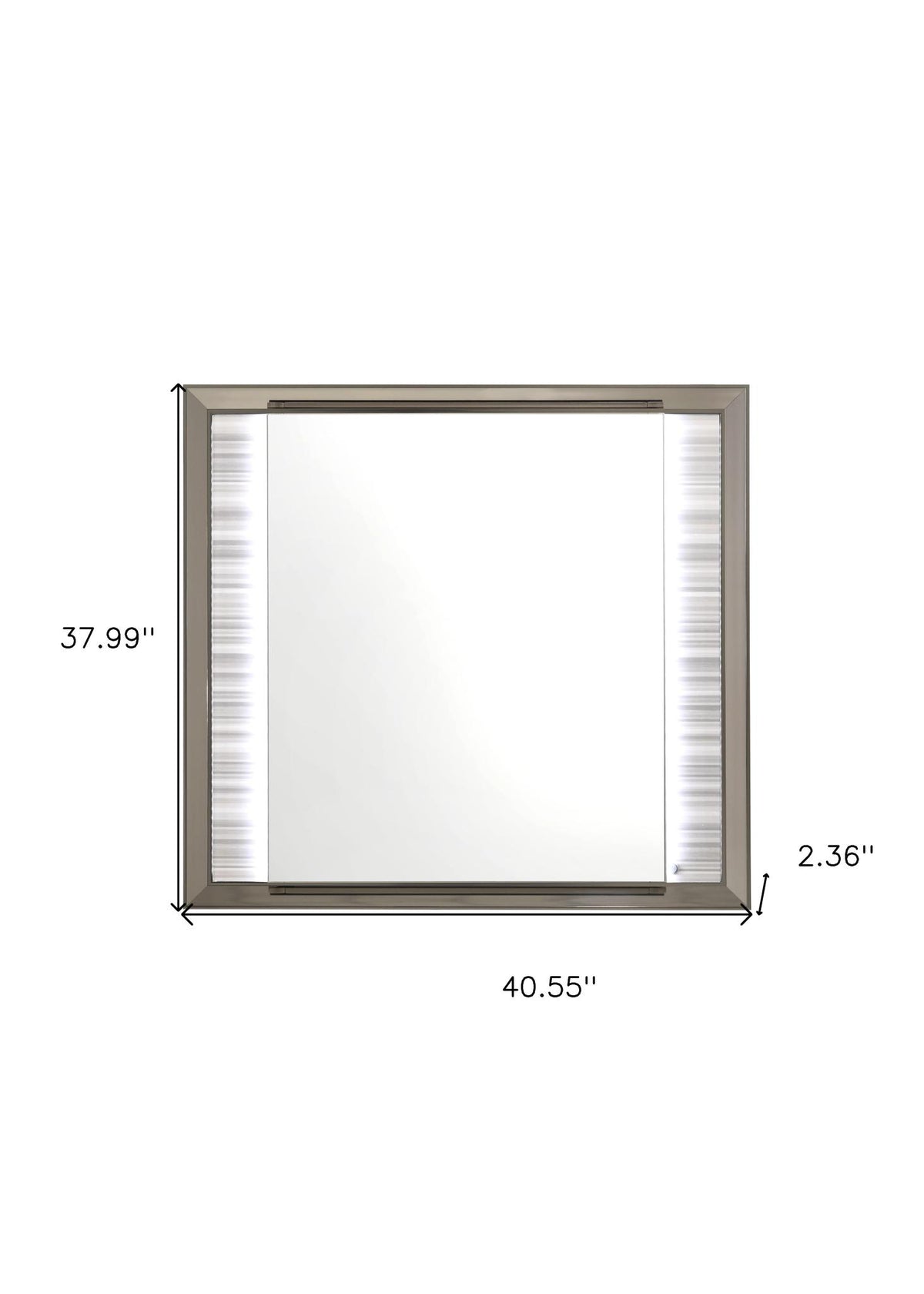 38" White And Silver Wood Lighted Dresser Mount Framed Mirror