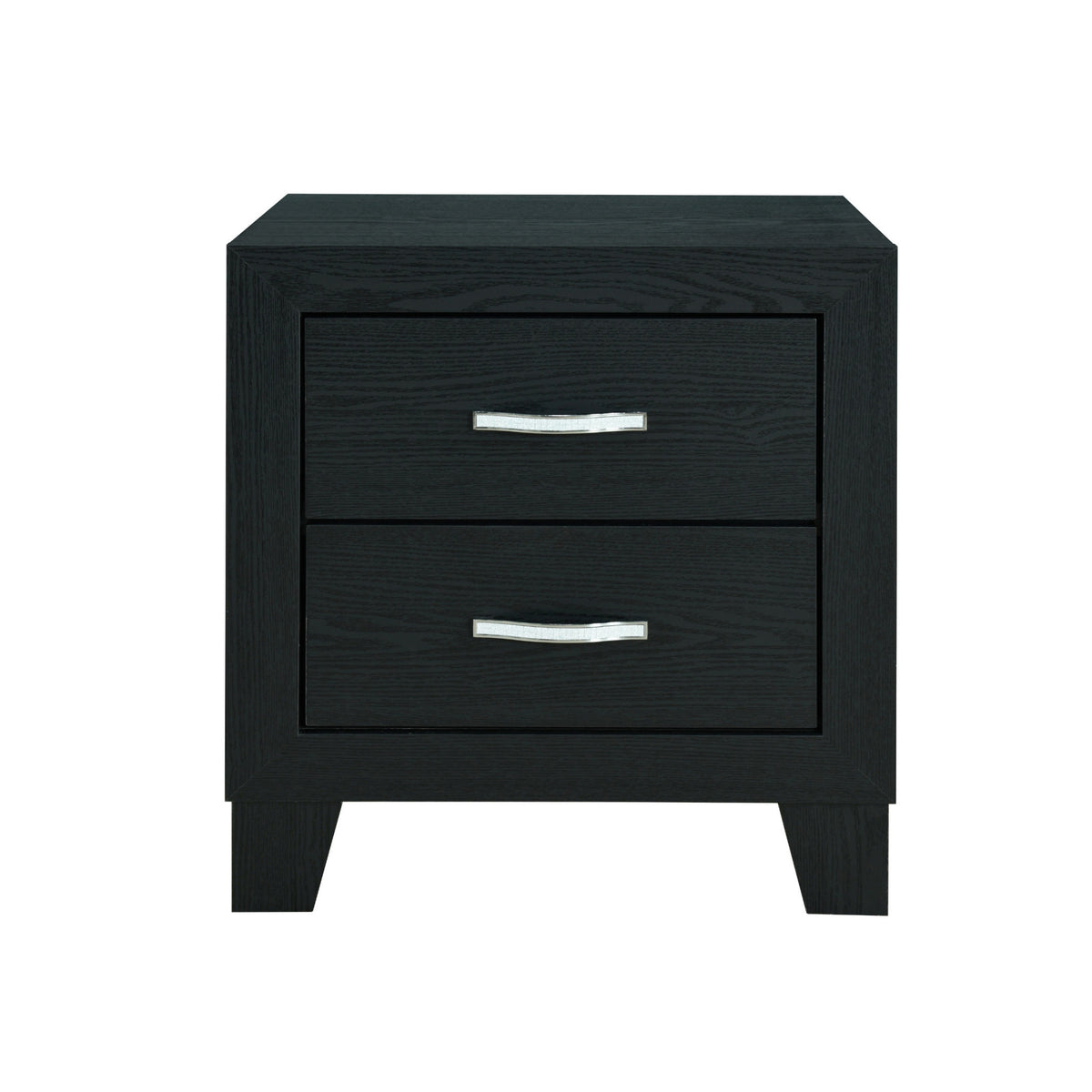 22" Black Solid and Manufactured Wood Two Drawer Nightstand