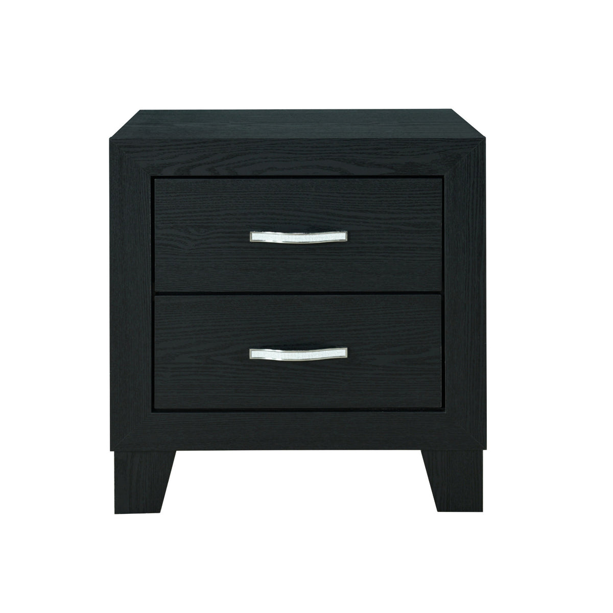 22" Black Solid and Manufactured Wood Two Drawer Nightstand