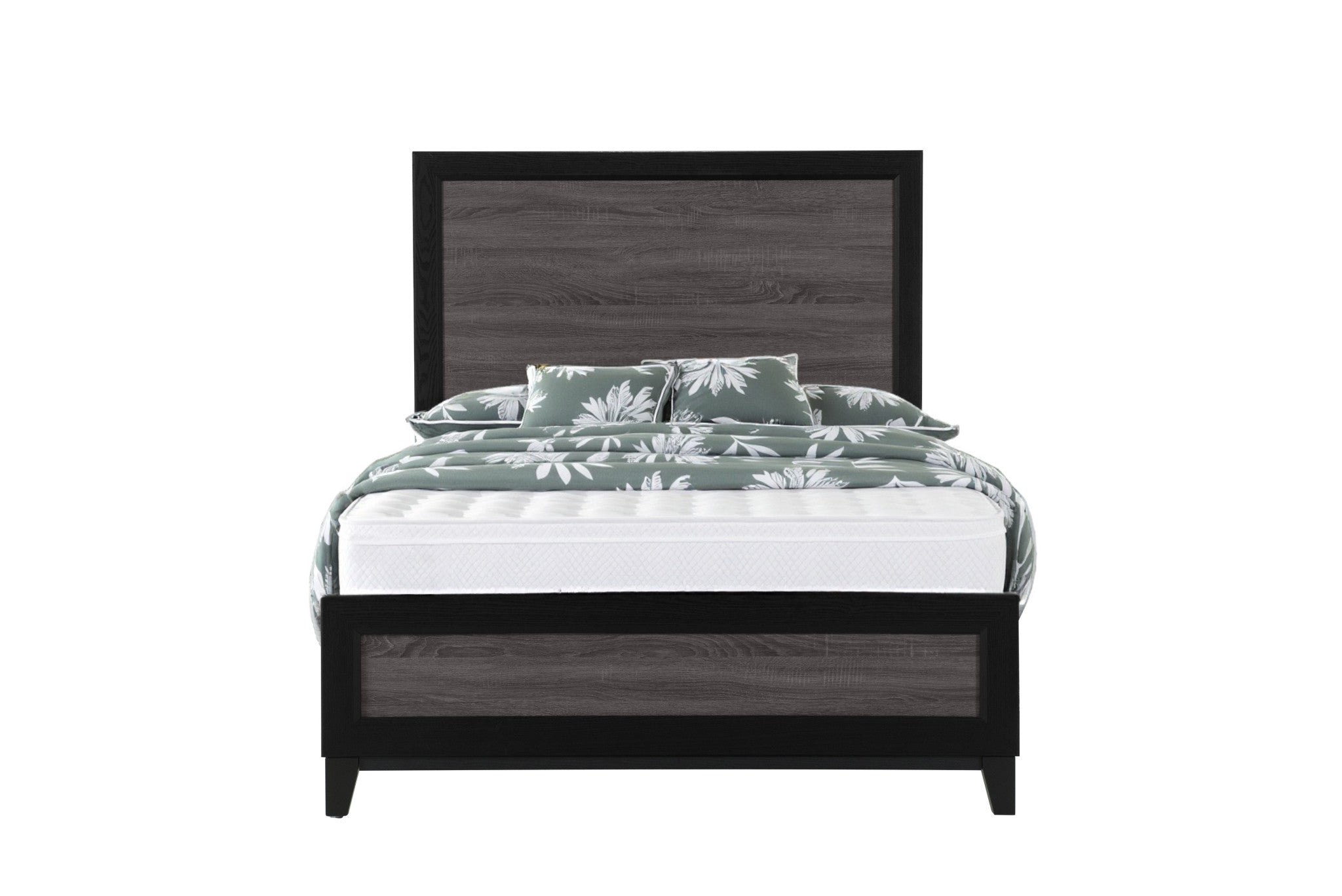 Black And Gray Inlaid Panels Full Bed Frame