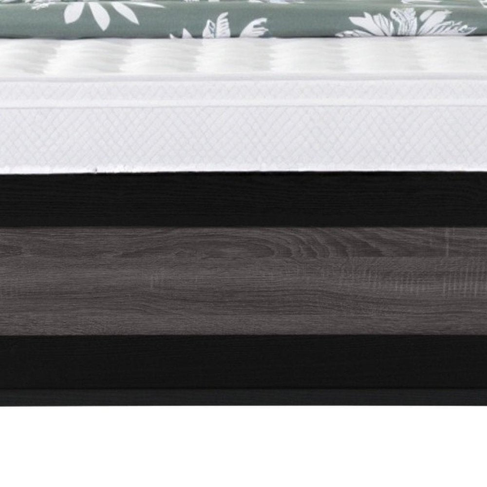 Black And Gray Inlaid Panels Queen Bed Frame
