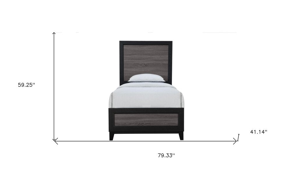 Black And Gray Inlaid Panels Queen Bed Frame