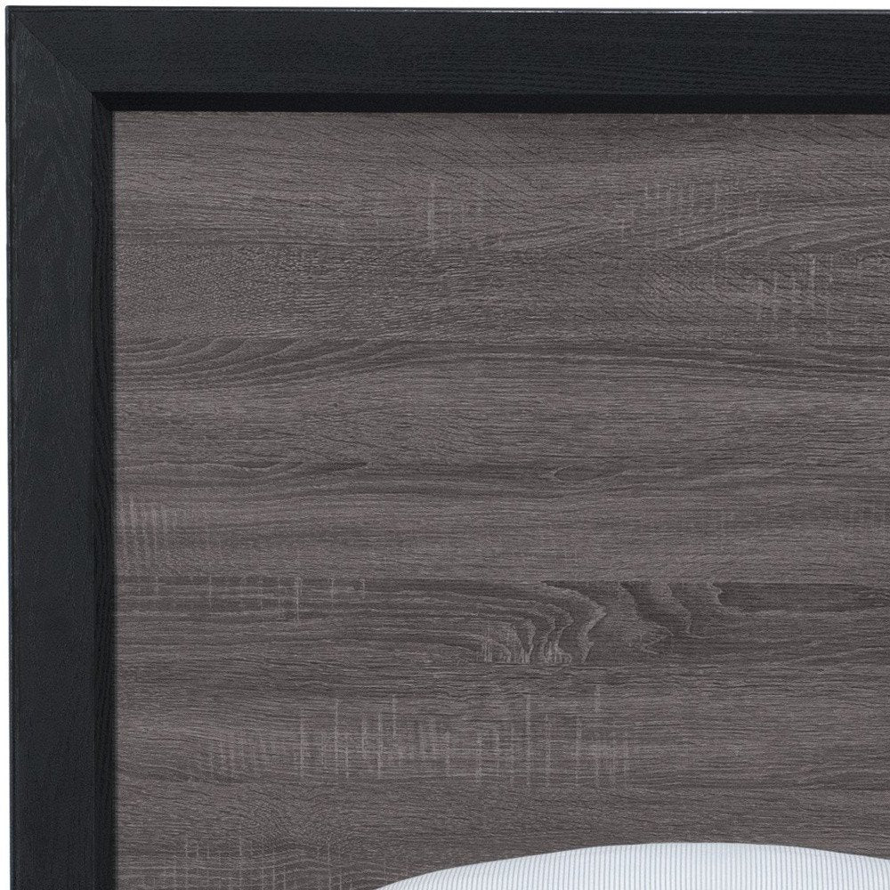Black And Gray Inlaid Panels Queen Bed Frame