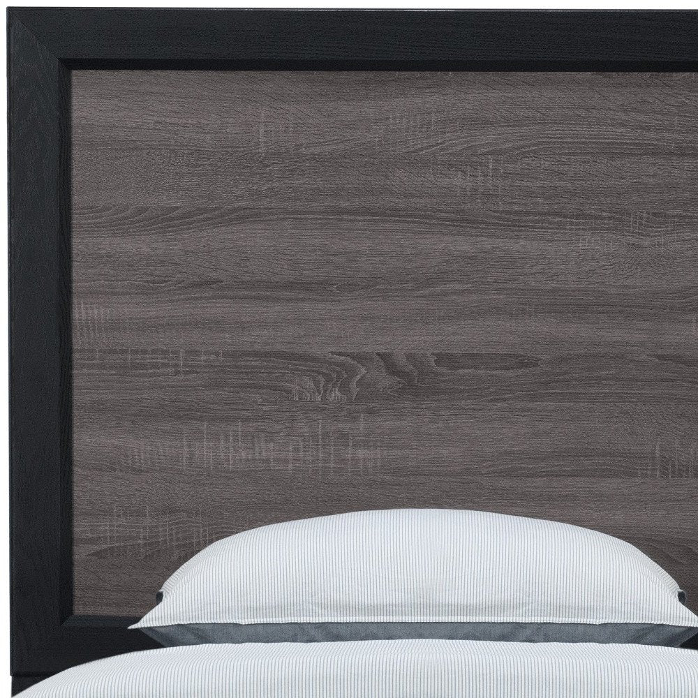 Black And Gray Inlaid Panels Queen Bed Frame