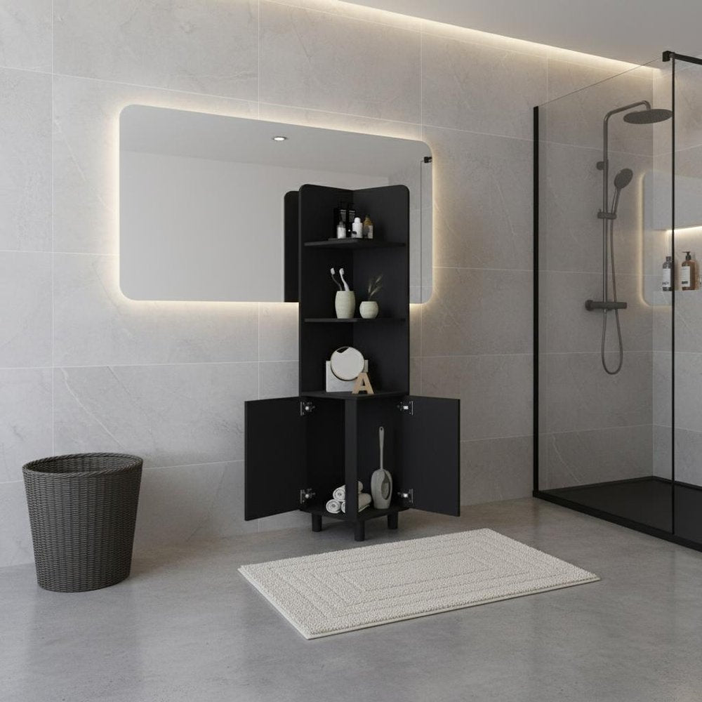 15" Black Wood Freestanding Bathroom Vanity