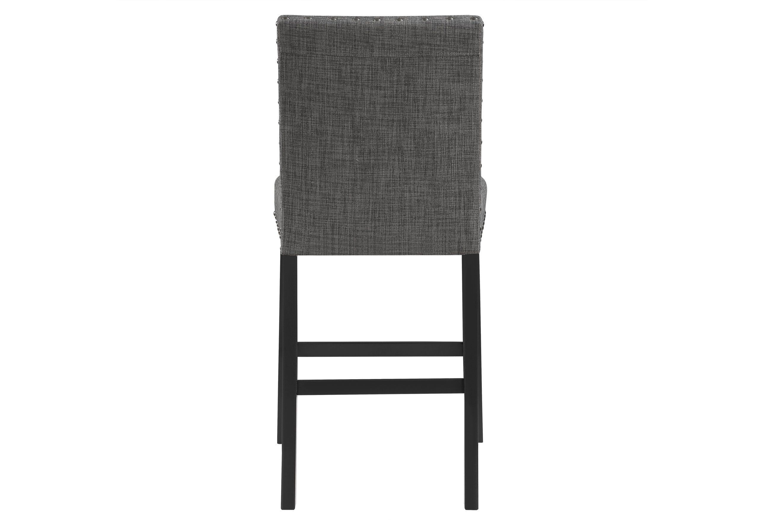 Set of Two 26" Gray And Black Fabric And Wood Counter Height Bar Chairs