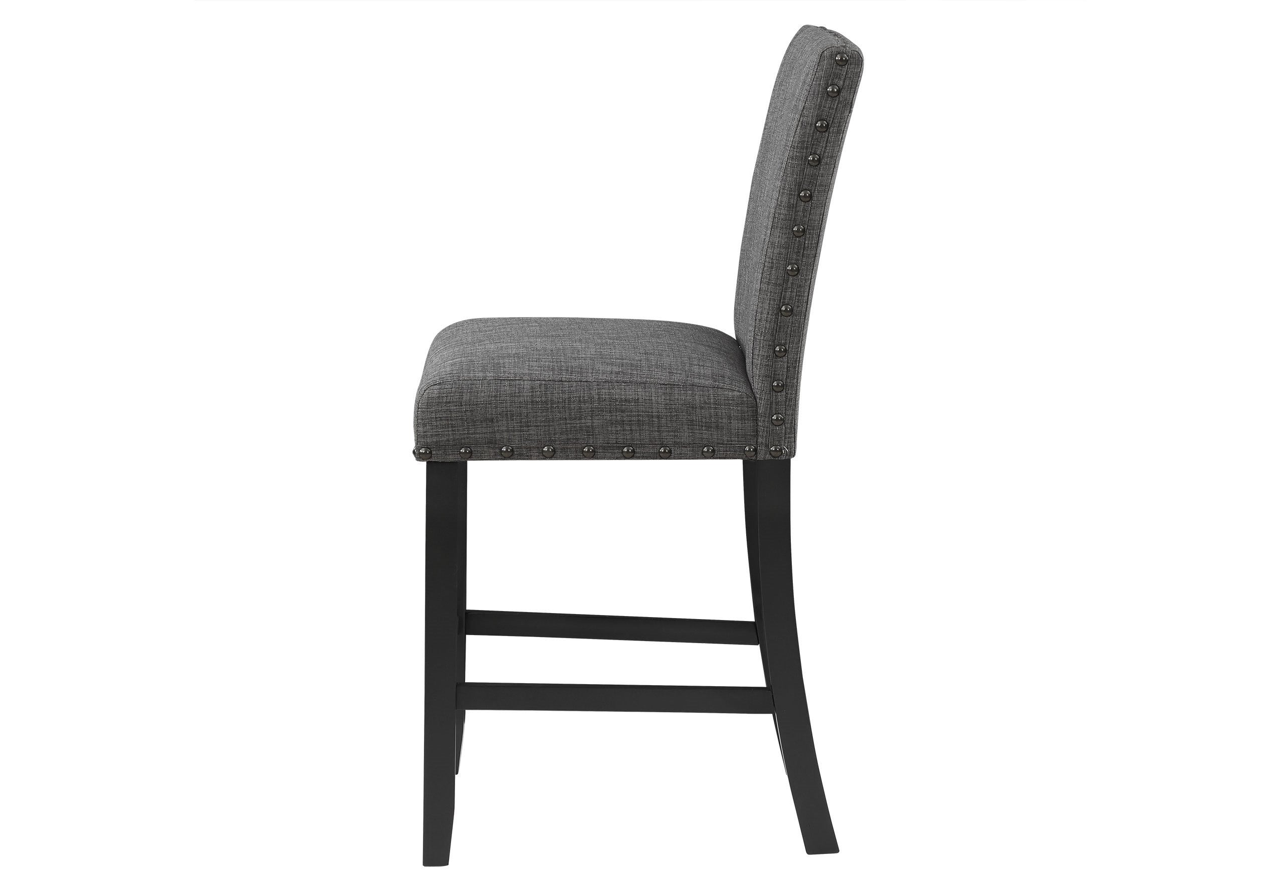 Set of Two 26" Gray And Black Fabric And Wood Counter Height Bar Chairs