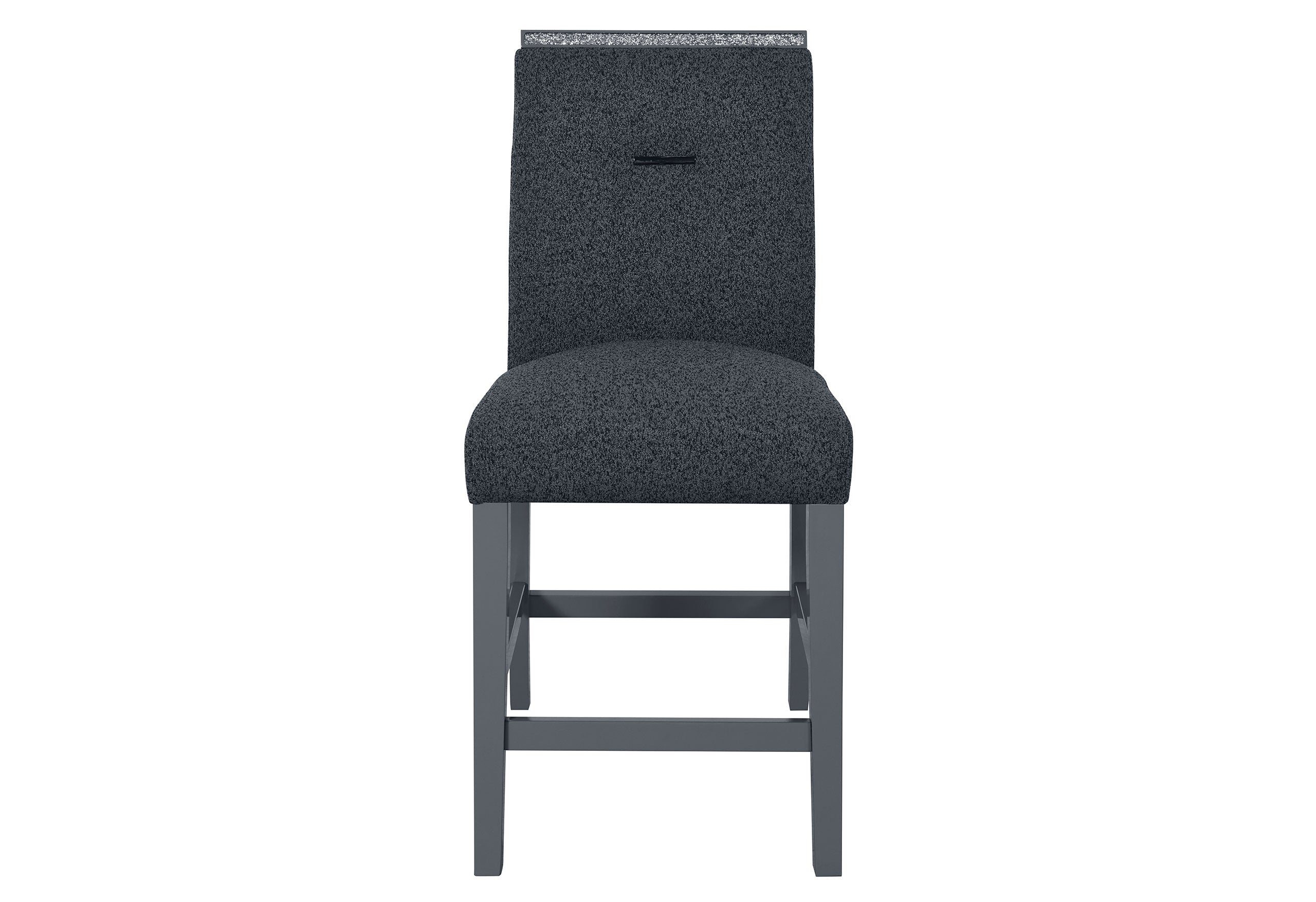 25" Dark Gray Suede And Wood Counter Height Bar Chair