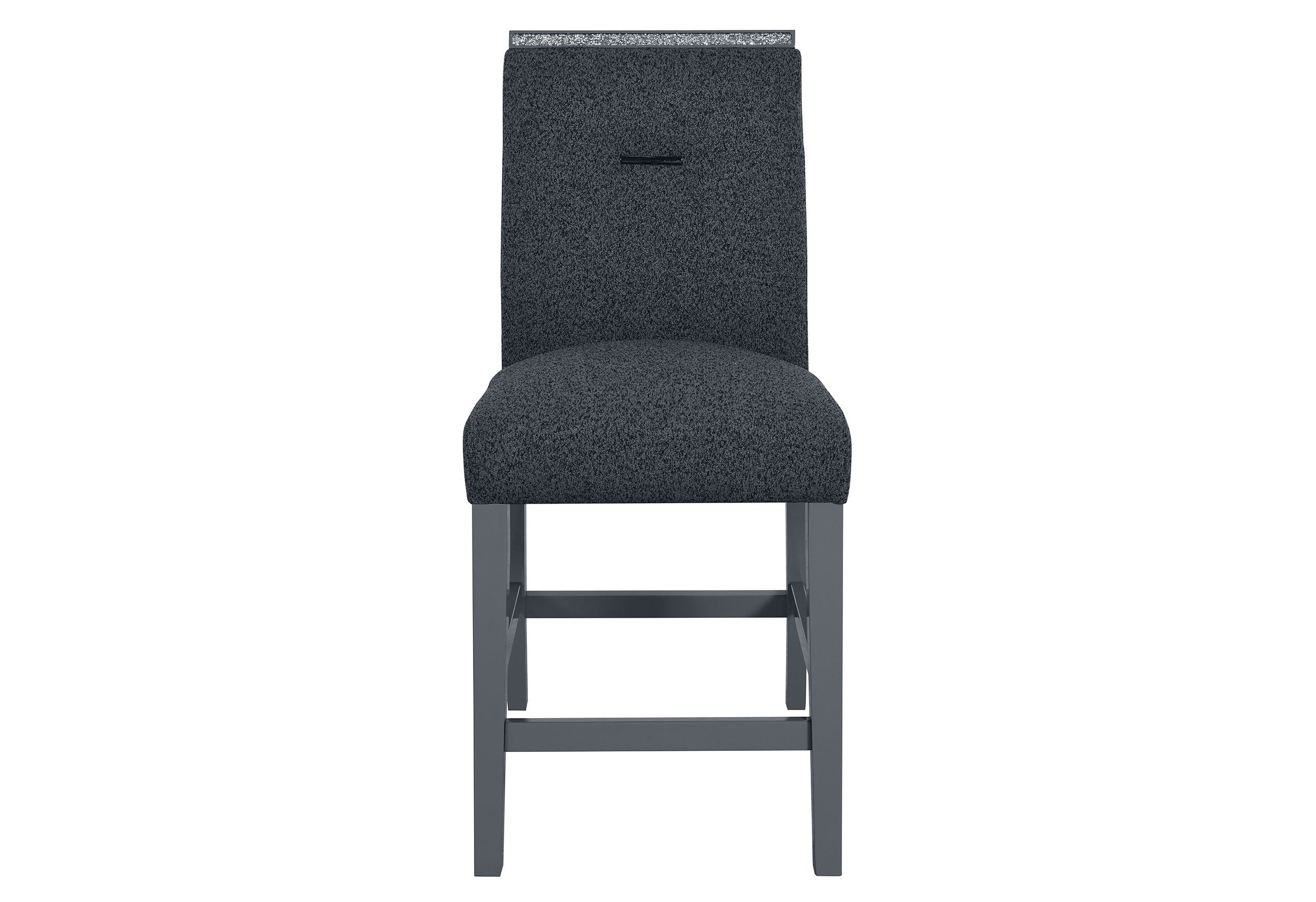 25" Dark Gray Suede And Wood Counter Height Bar Chair