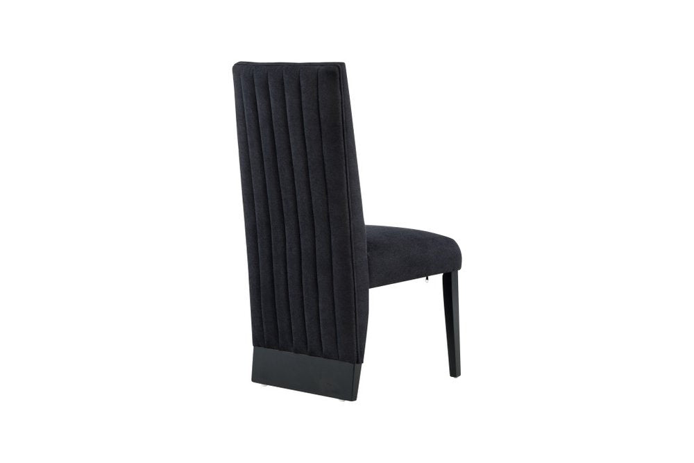 Set of Two Black Upholstered Velvet Dining Side Chairs