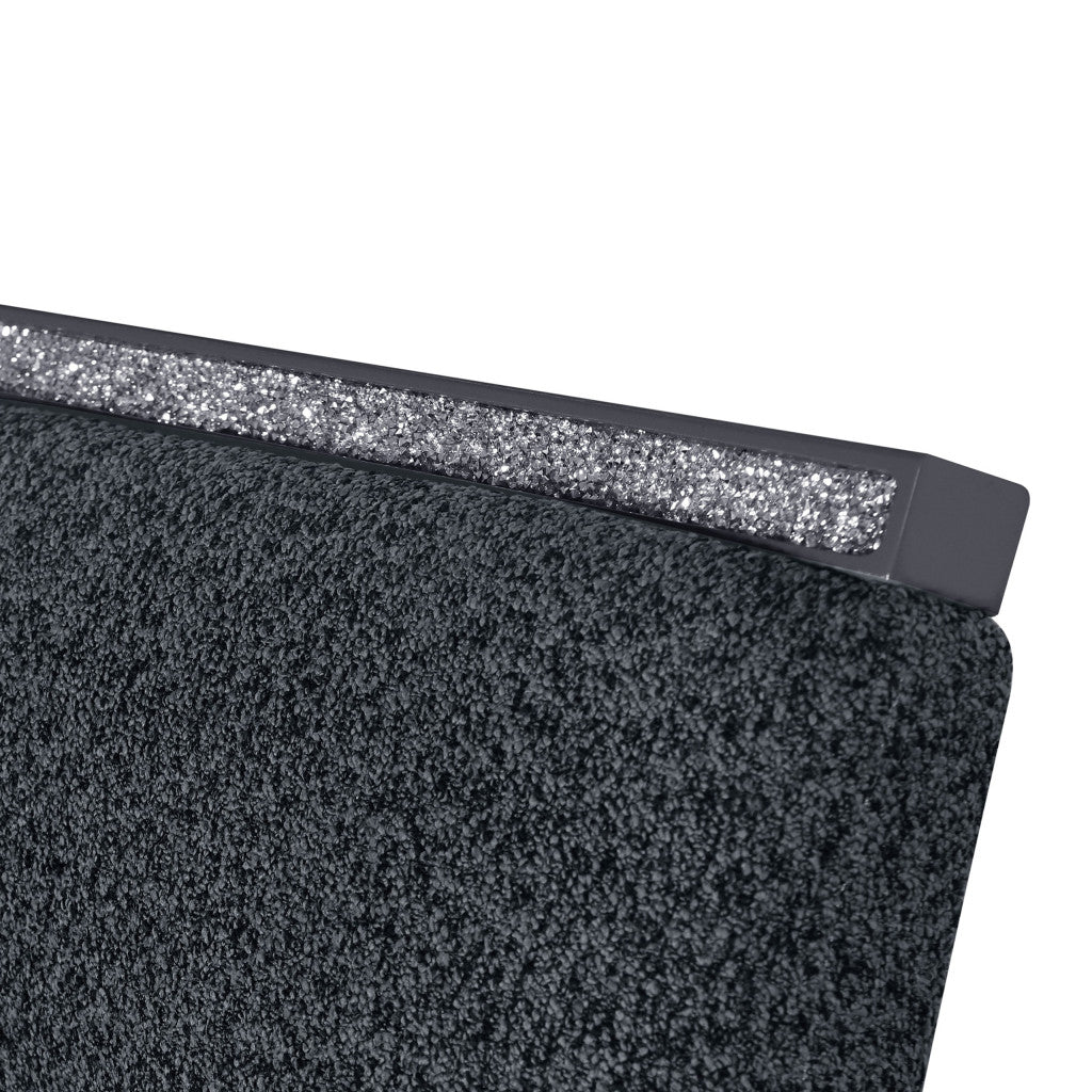 Dark Gray Upholstered Fabric With Faux Crystal Bling Dining Side Chair
