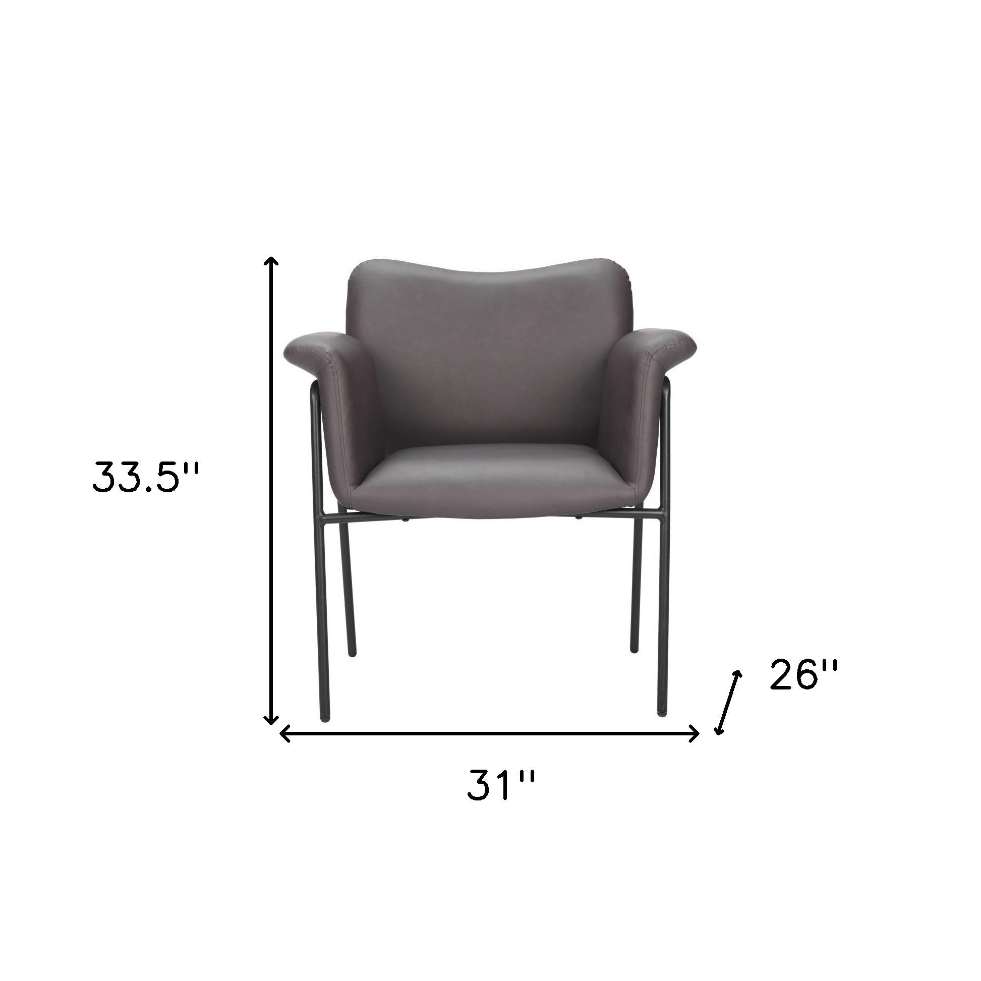 31" Brown And Black Faux Leather And Faux Leather Arm Chair