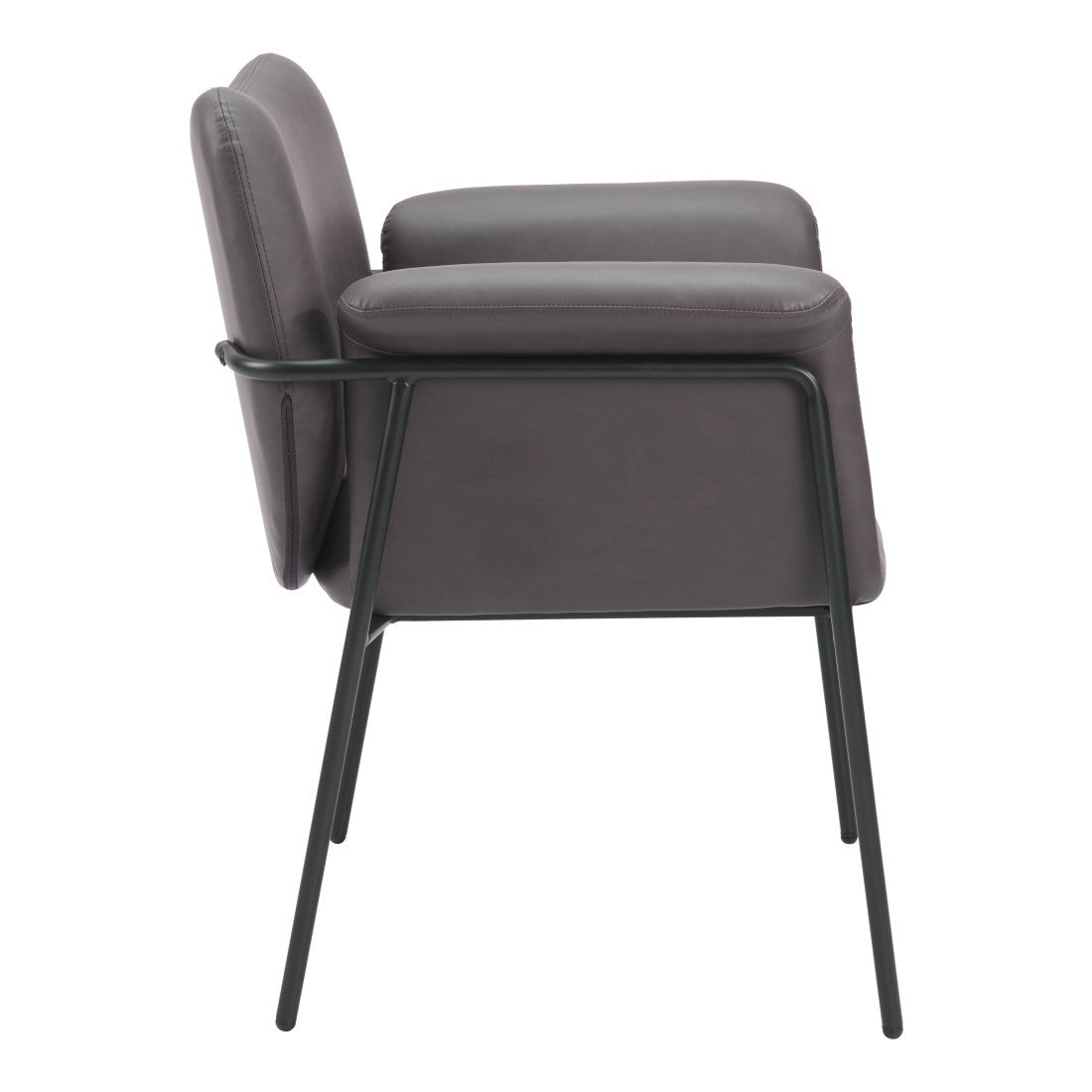 31" Brown And Black Faux Leather And Faux Leather Arm Chair