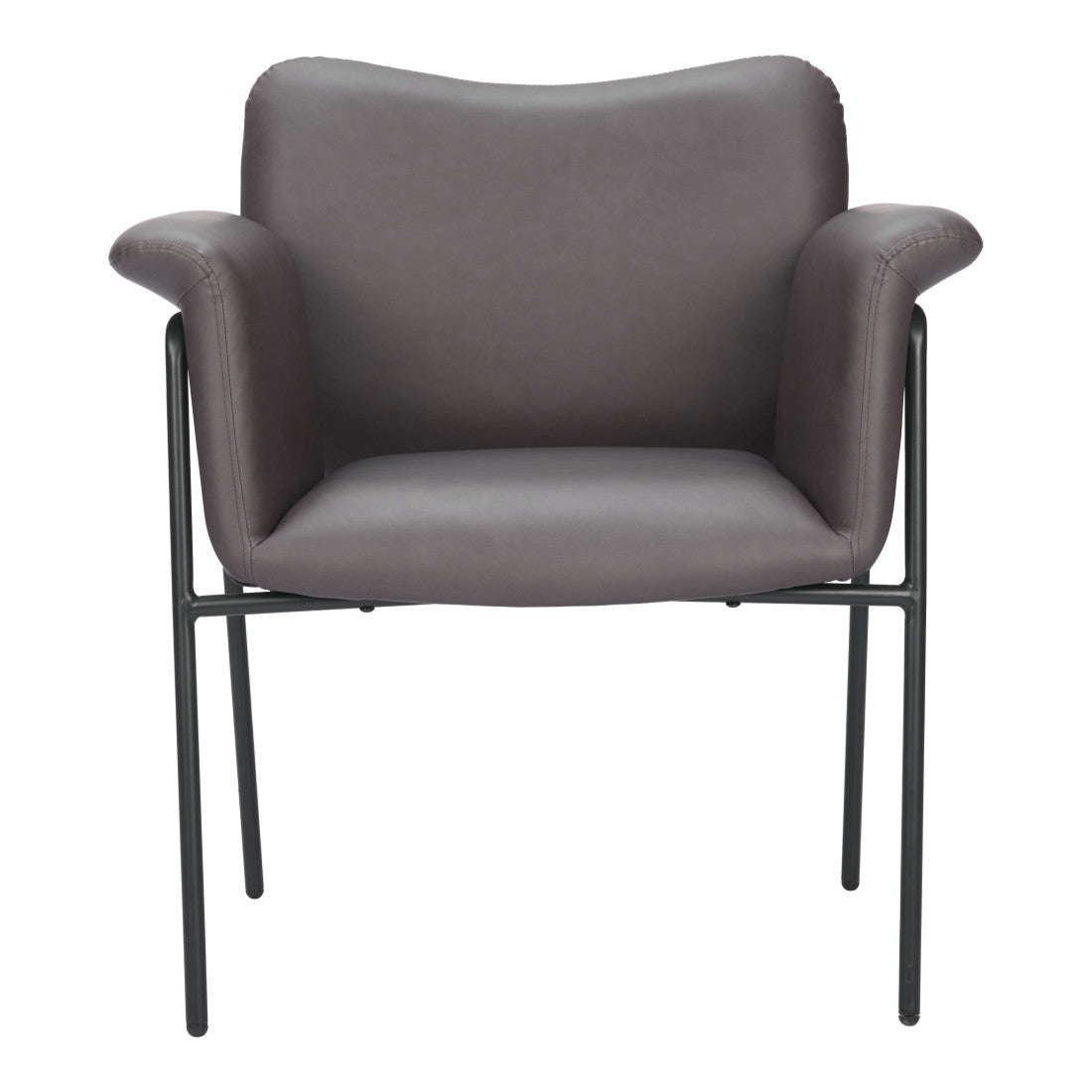 31" Brown And Black Faux Leather And Faux Leather Arm Chair