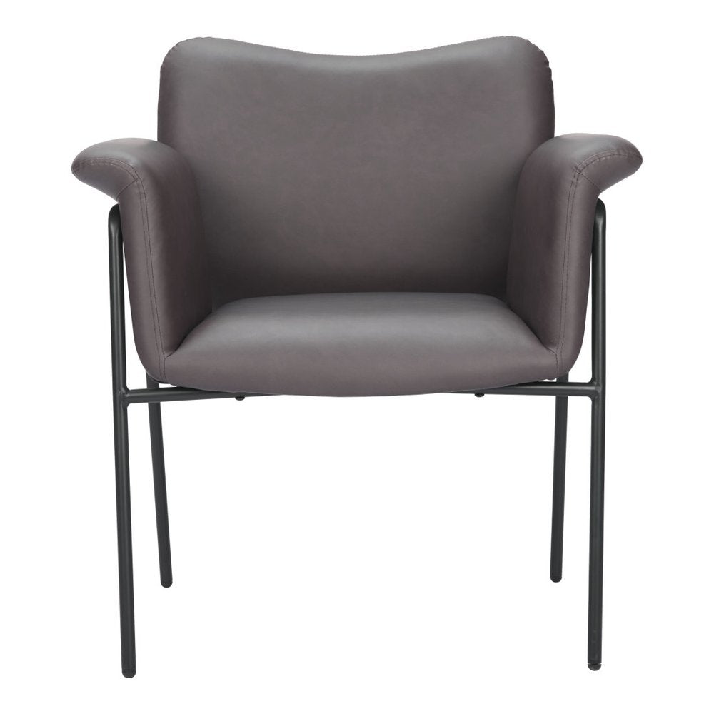 31" Brown And Black Faux Leather And Faux Leather Arm Chair