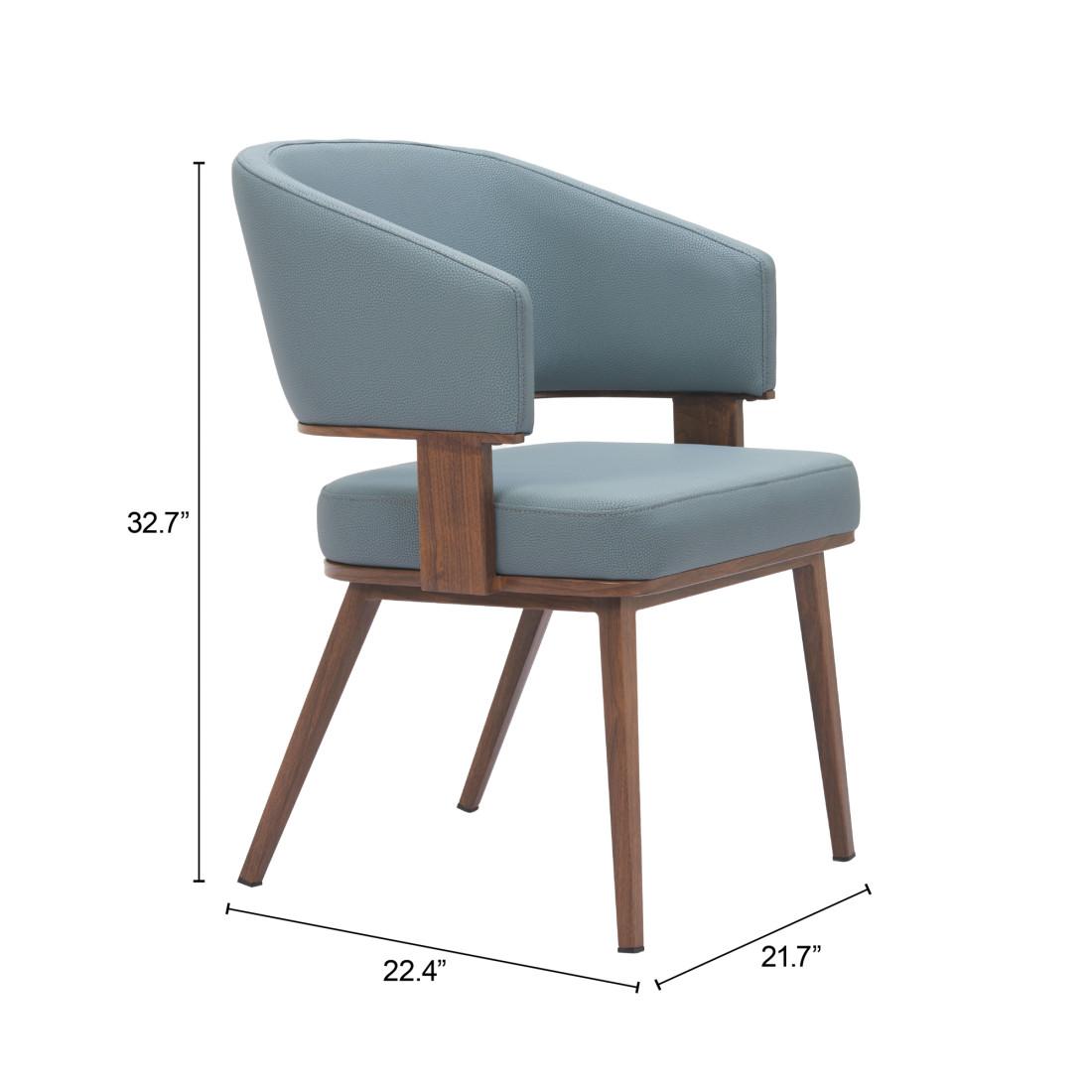 Gray and Walnut Faux Leather Open Back Dining Arm Chair
