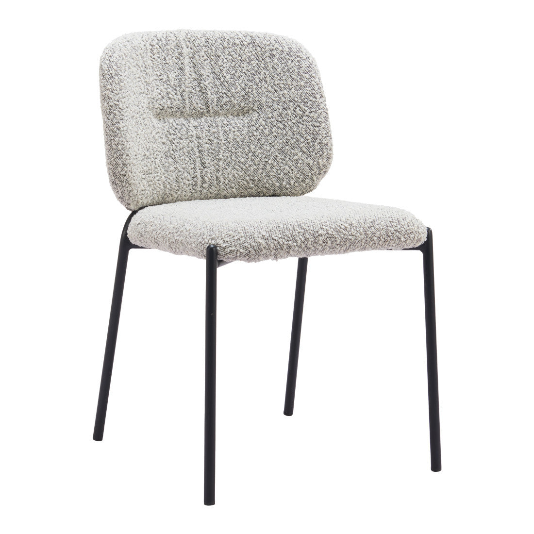 Set of Two Gray And Black Fabric And Wood And Steel Dining Side Chairs