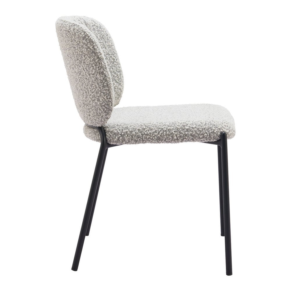 Set of Two Gray and Black Upholstery Dining Side Chairs