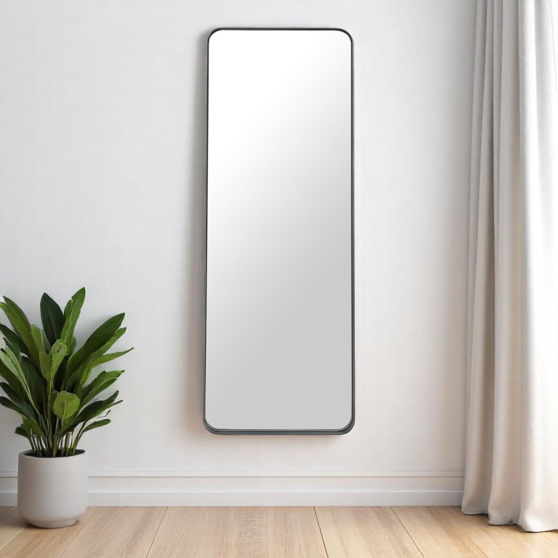 66" Black Steel Framed Full Length Mirror