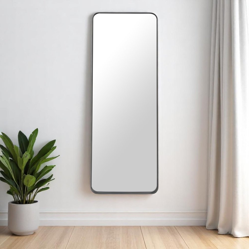 66" Black Steel Framed Full Length Mirror
