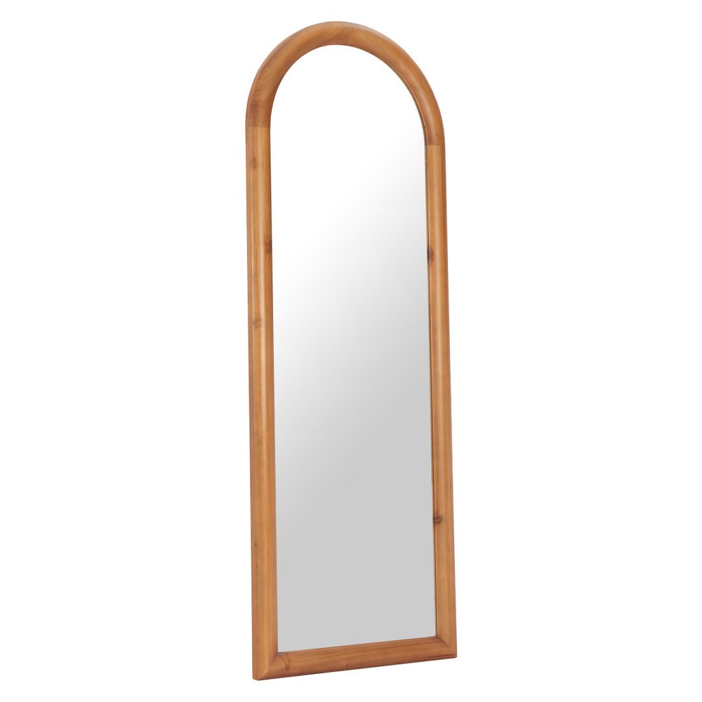 66" Natural Solid Wood Arch Framed Full Length Mirror