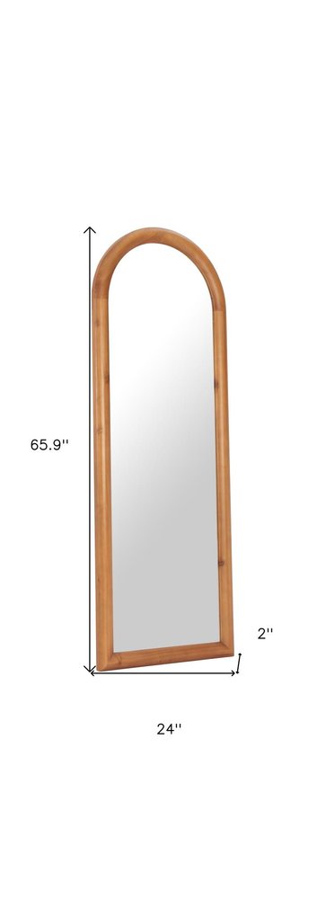 66" Natural Solid Wood Arch Framed Full Length Mirror