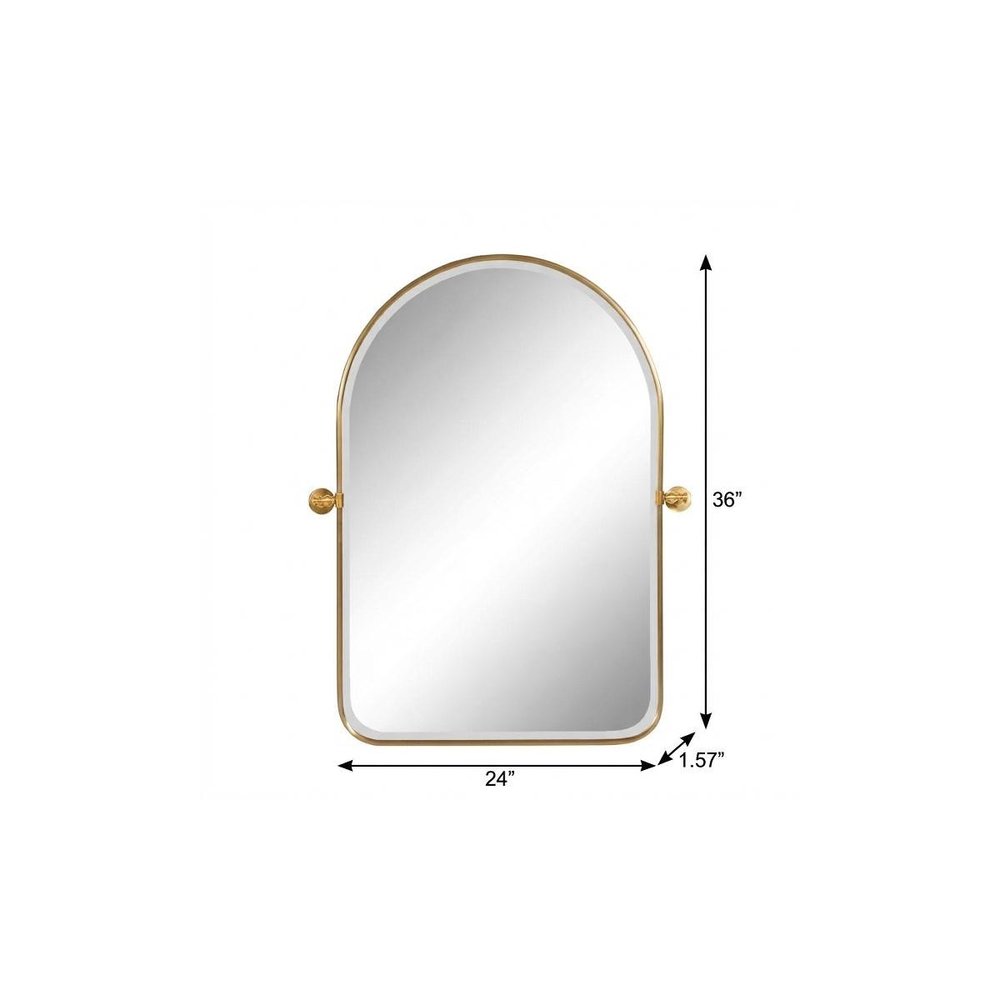 36" Gold Iron Arch Tilting Framed Bathroom Vanity Mirror