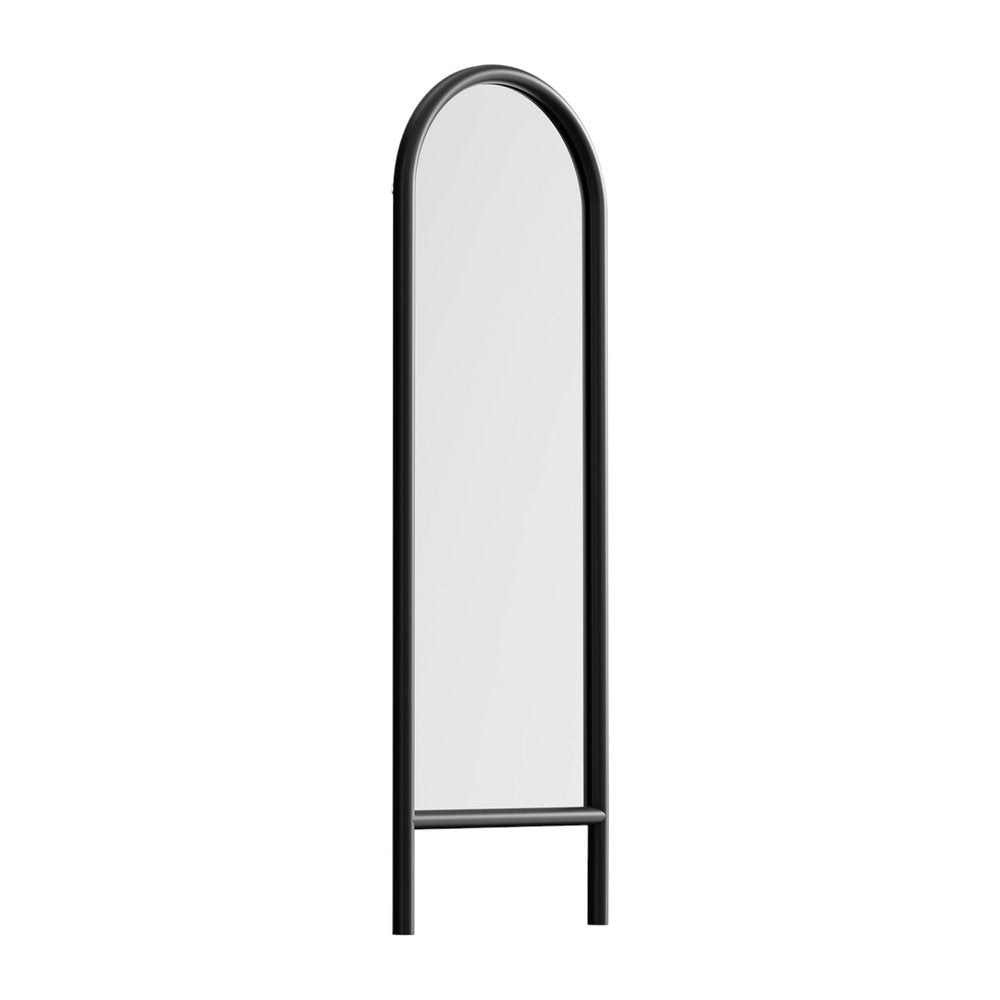 64" Black Solid Wood Arch Leaning Framed Full Length Mirror