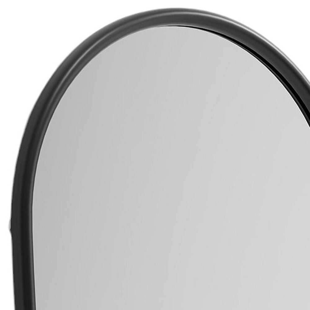 71" Black Solid Wood Arch Freestanding Framed Full Length Mirror