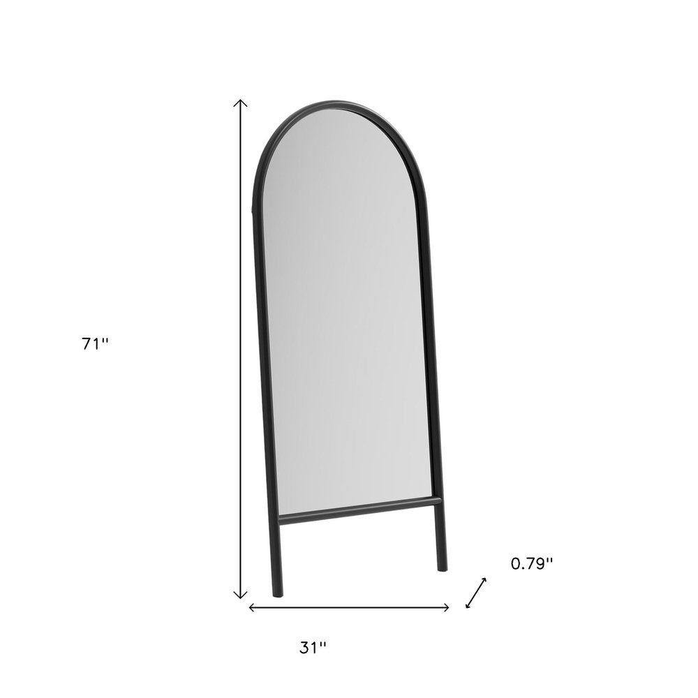 71" Black Solid Wood Arch Freestanding Framed Full Length Mirror