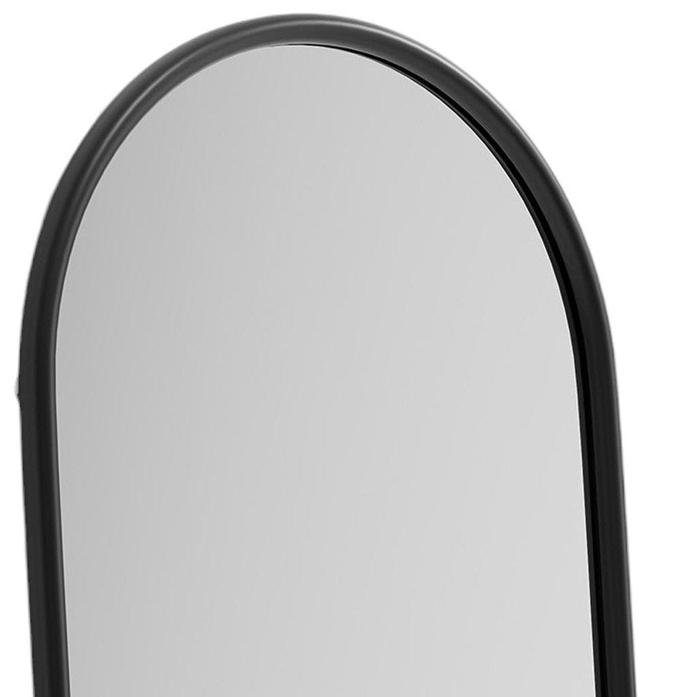 71" Black Solid Wood Arch Freestanding Framed Full Length Mirror