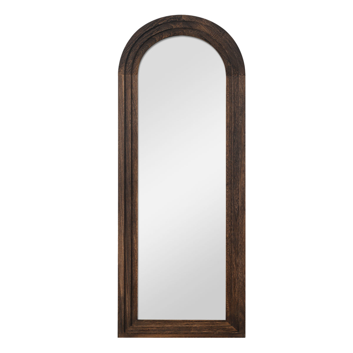 71" Brown Solid Wood Arch Freestanding Framed Full Length Mirror