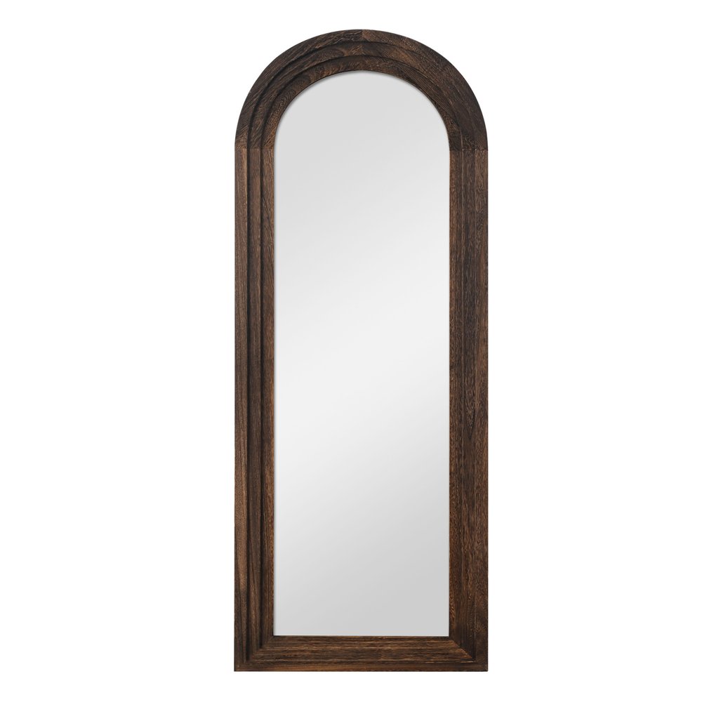71" Brown Solid Wood Arch Freestanding Framed Full Length Mirror