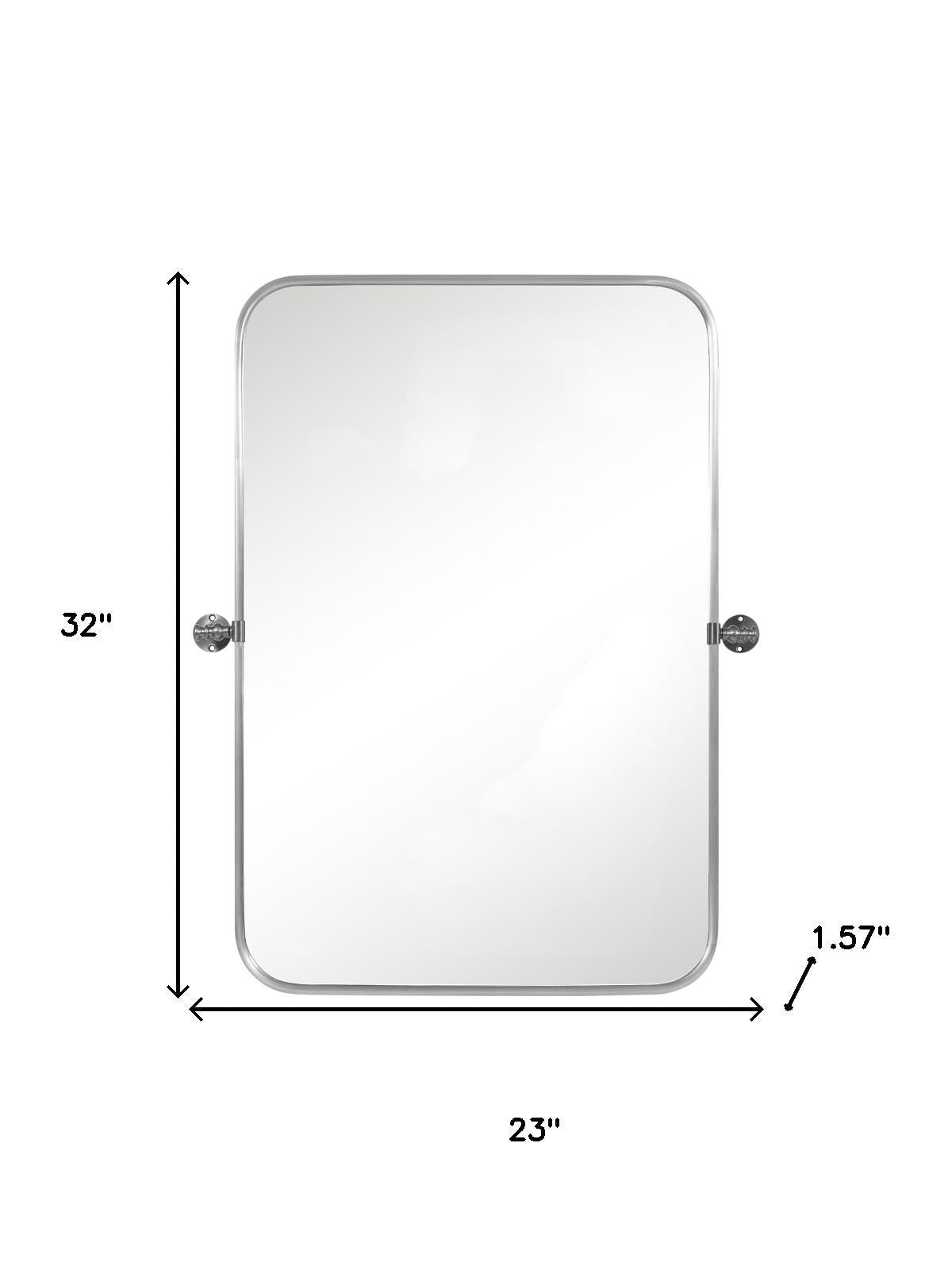 Set of Two 32" Silver Metal Framed Accent Mirrors
