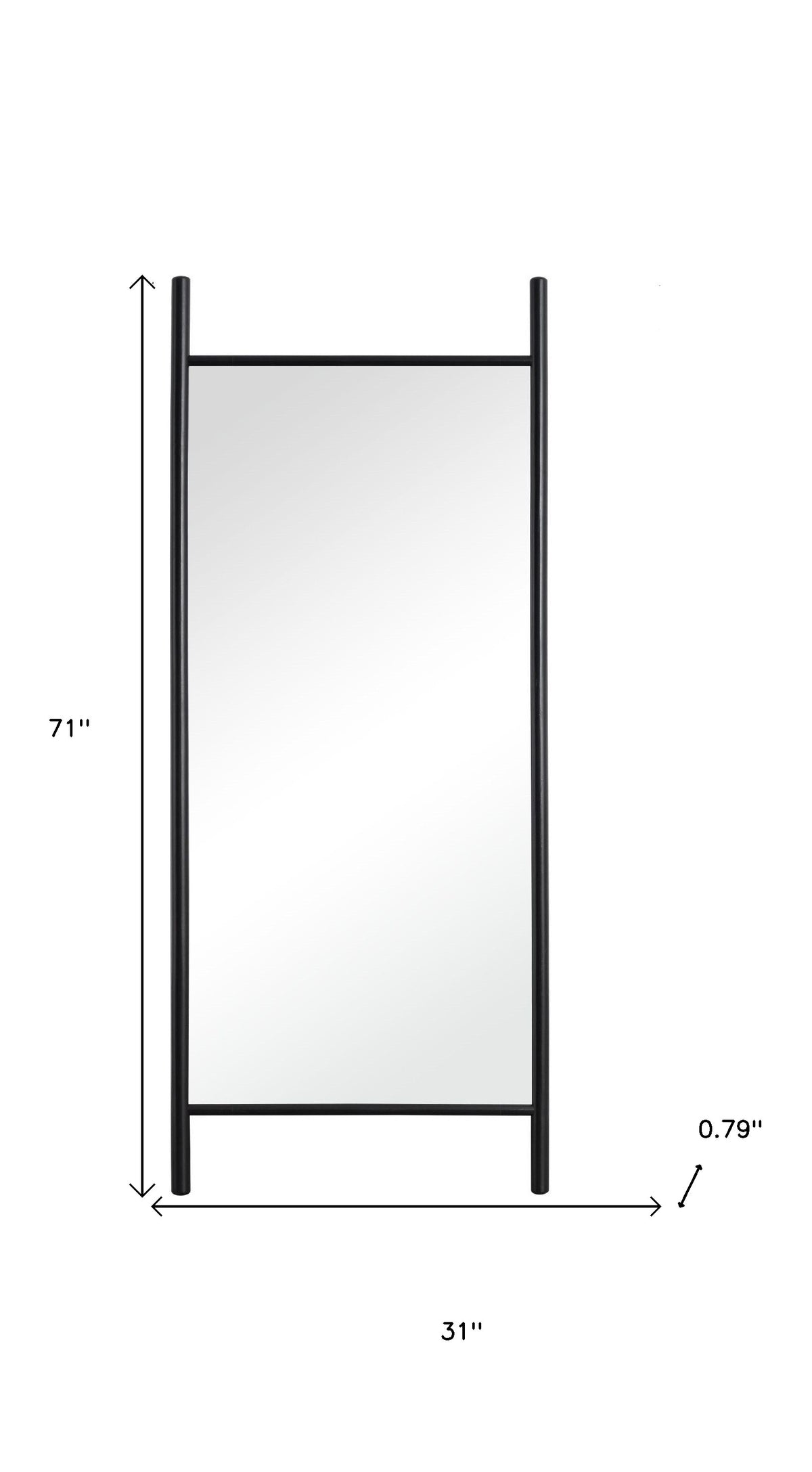 71" Black Solid Wood Ladder Leaning Framed Full Length Mirror