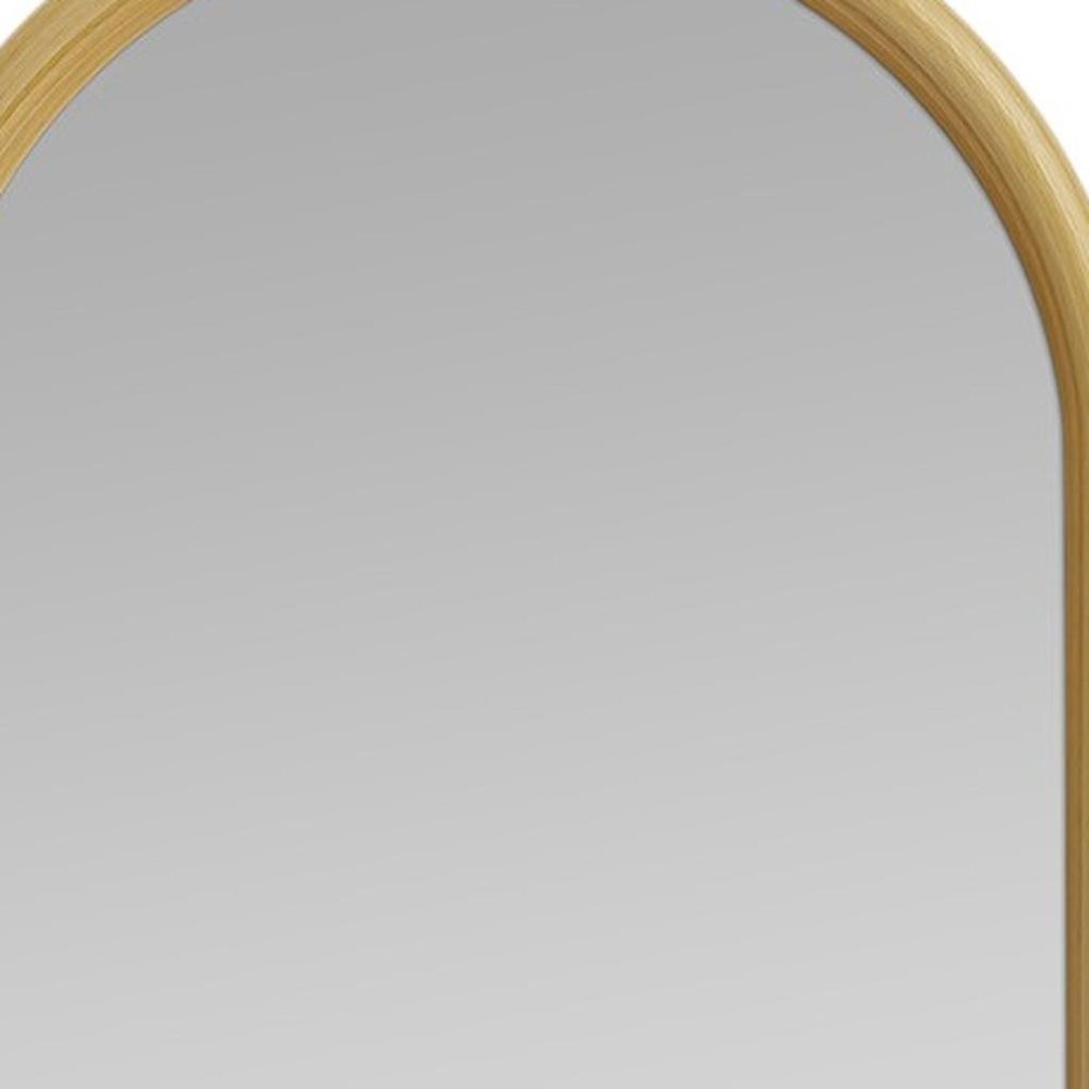 64" Natural Solid Wood Arch Leaning Framed Full Length Mirror