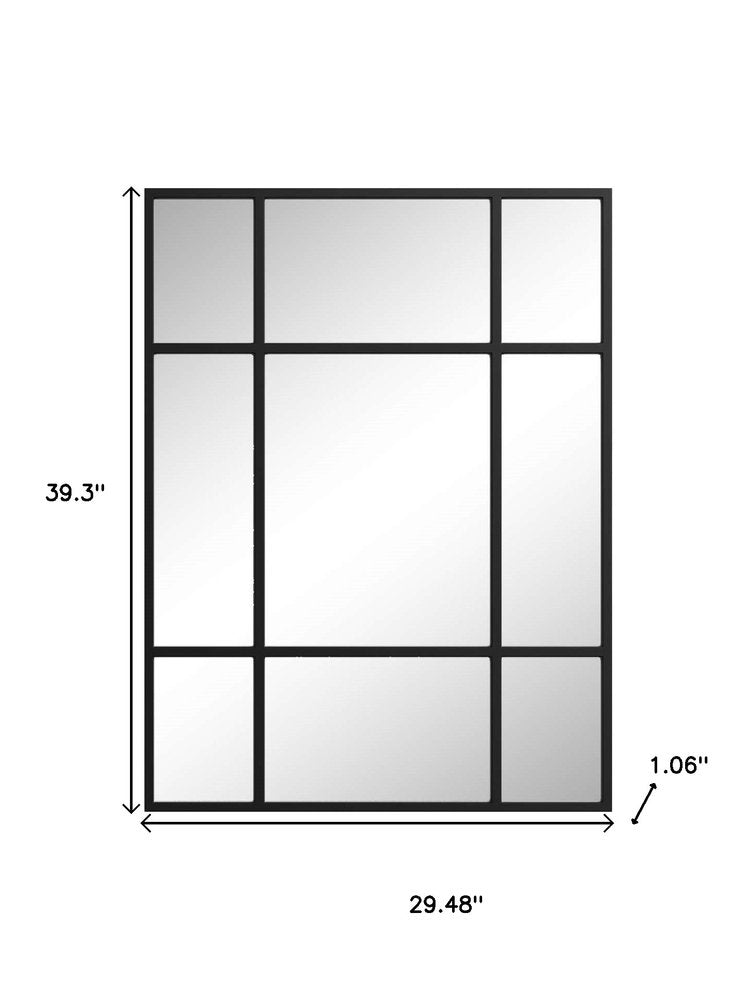 39" Black Iron Geometric Framed Accent Mirror