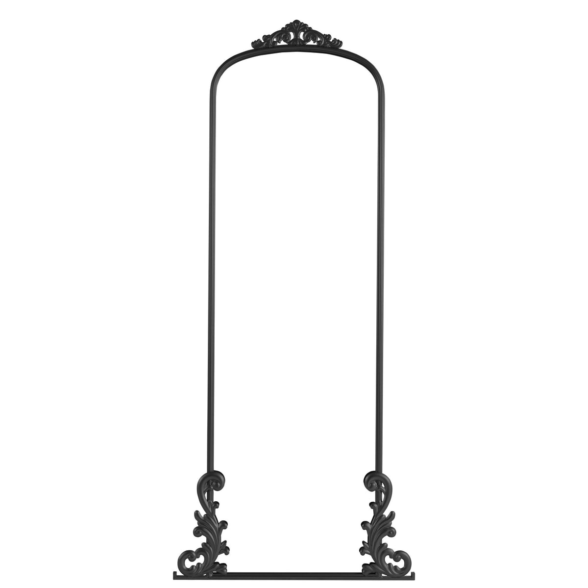 68" Black Metal Arch Framed Full Length Mirror