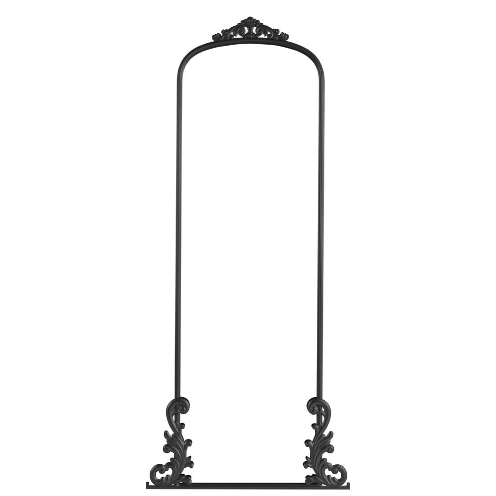 68" Black Metal Arch Framed Full Length Mirror