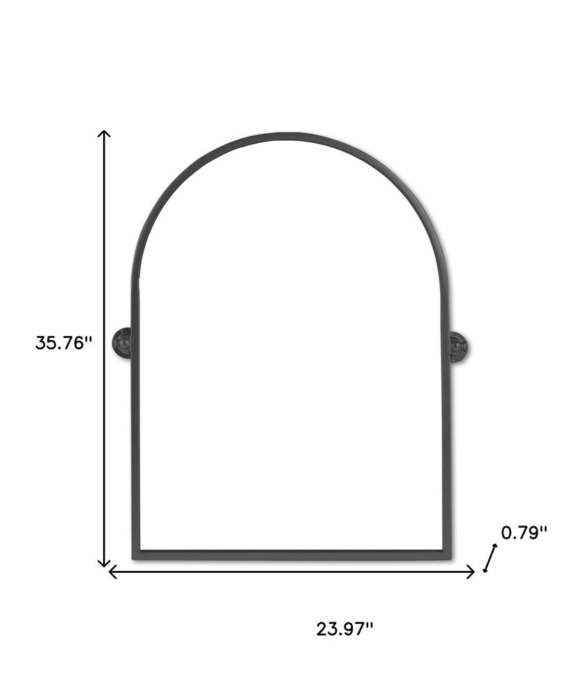 36" Black Metal Arch Tilting Framed Accent Mirror