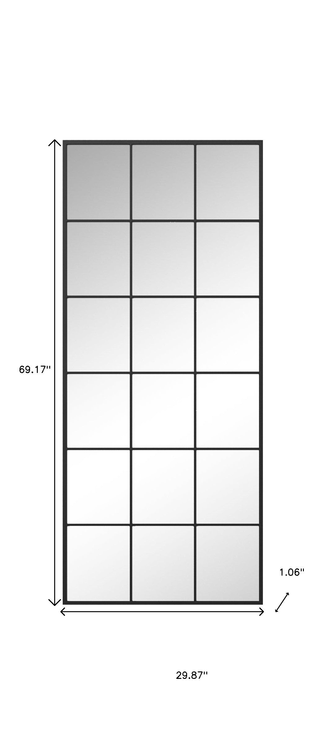 69" Black Metal Framed Full Length Mirror