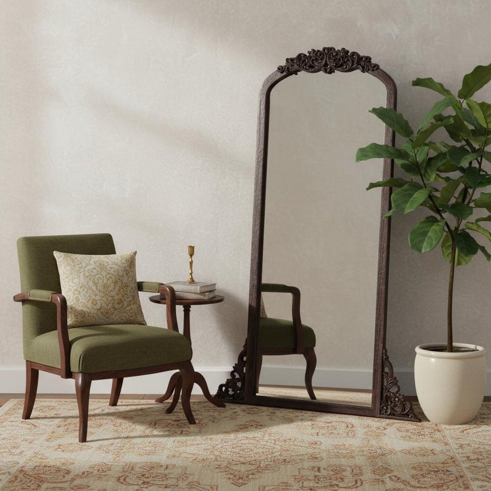 64" Brown Solid Wood Framed Full Length Mirror