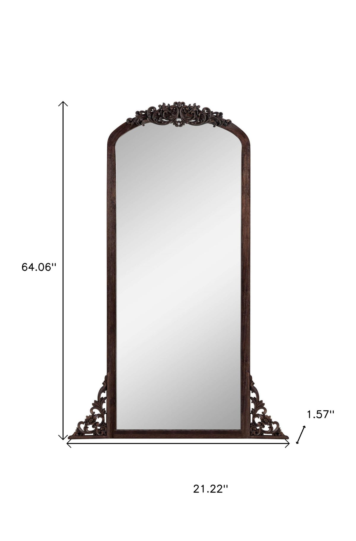 64" Brown Solid Wood Framed Full Length Mirror