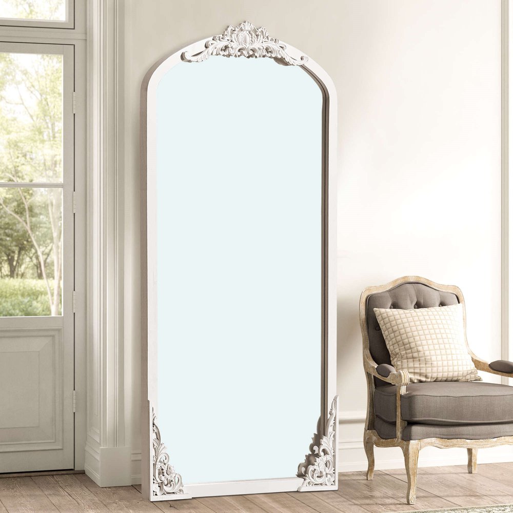 67" White Solid Wood Framed Full Length Mirror