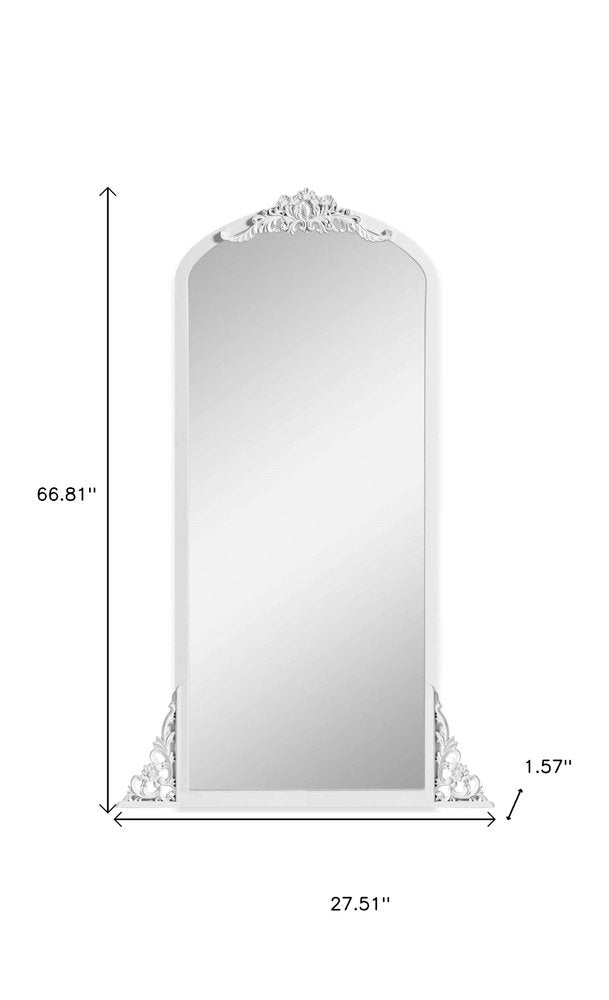 67" White Solid Wood Framed Full Length Mirror