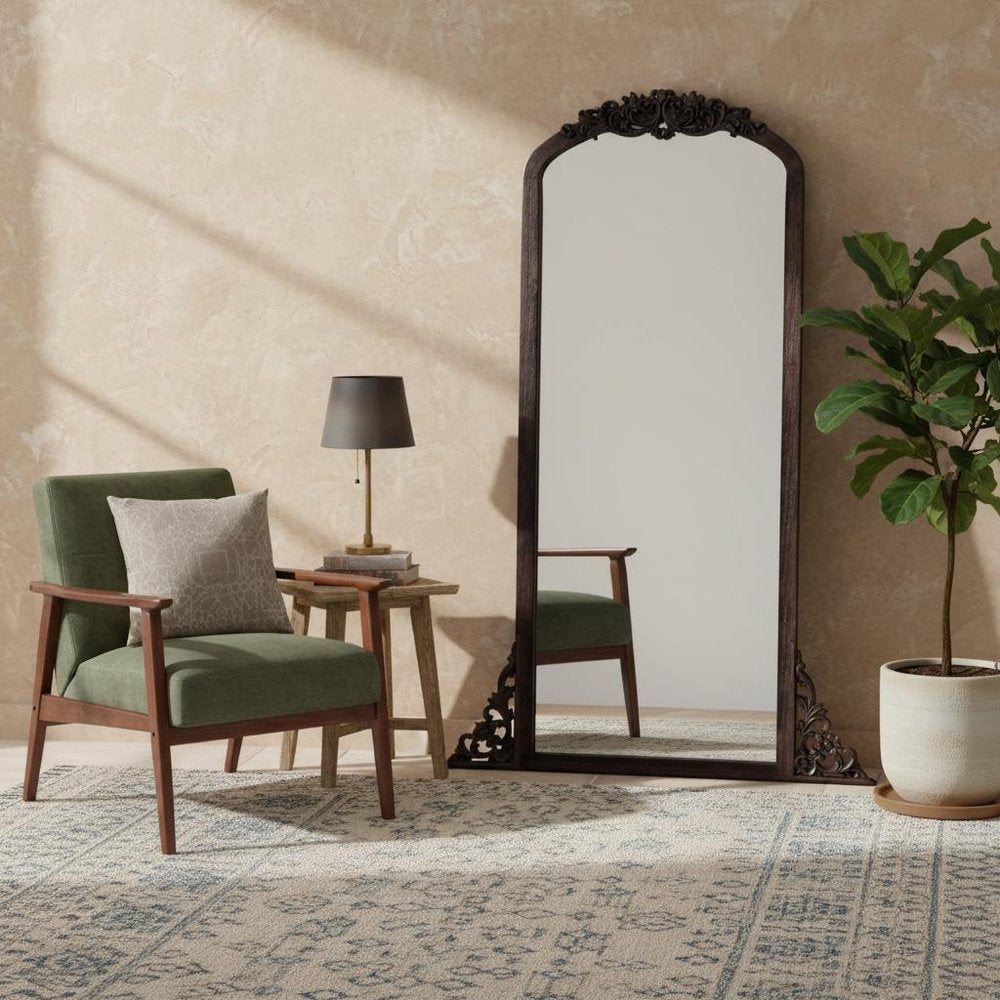 67" Brown Solid Wood Framed Full Length Mirror