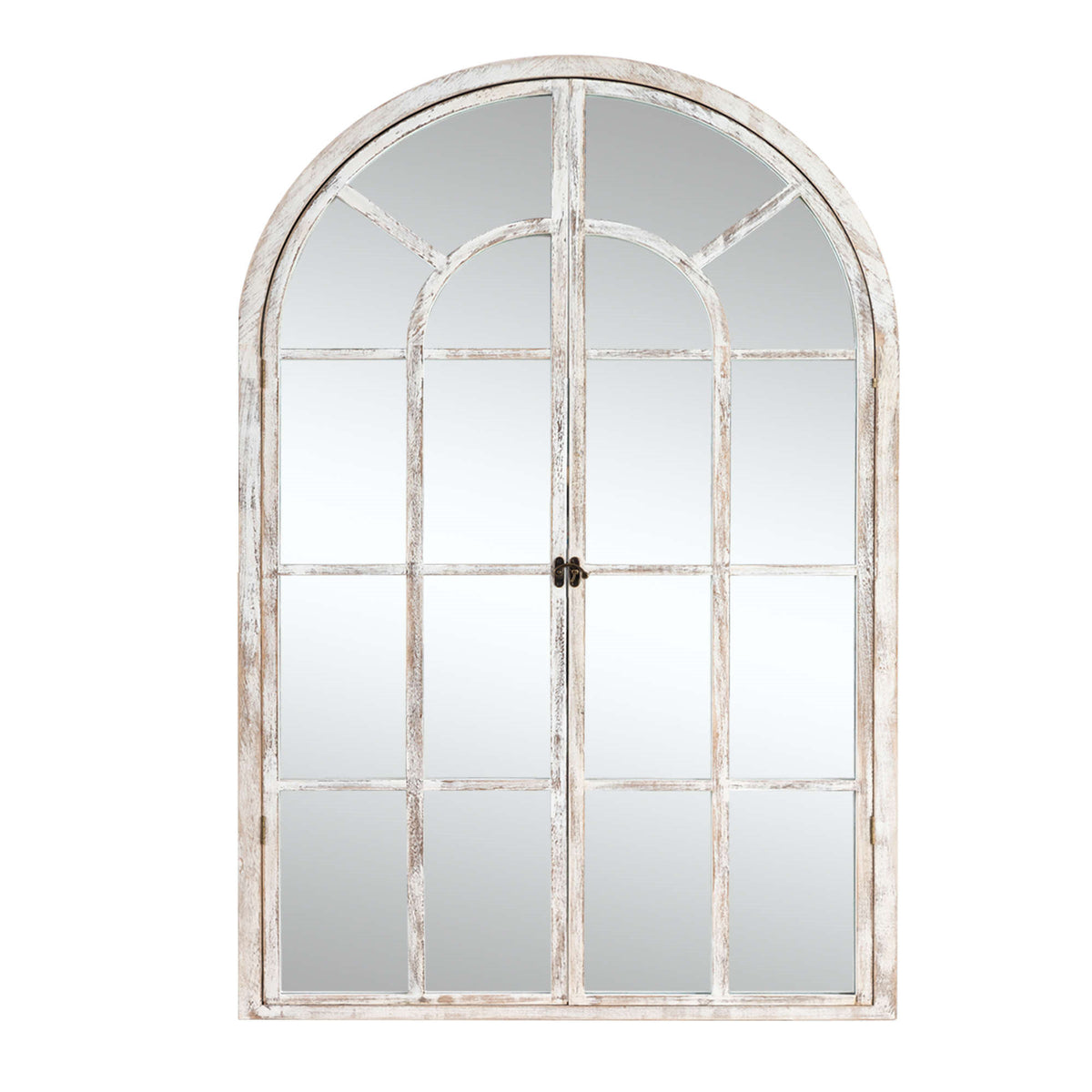 36" White Solid Wood Arch Framed Accent Mirror