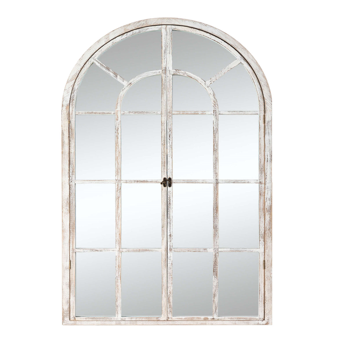 36" White Solid Wood Arch Framed Accent Mirror