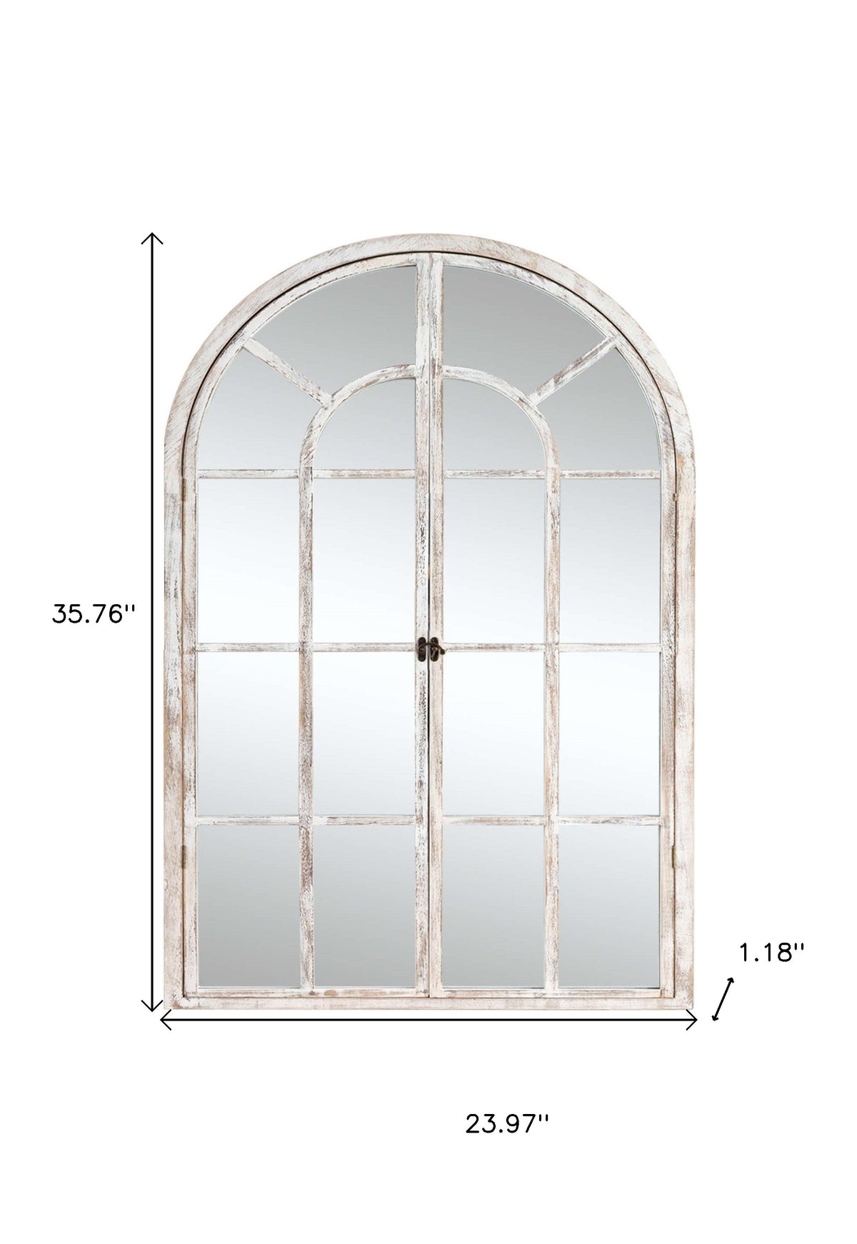 36" White Solid Wood Arch Framed Accent Mirror