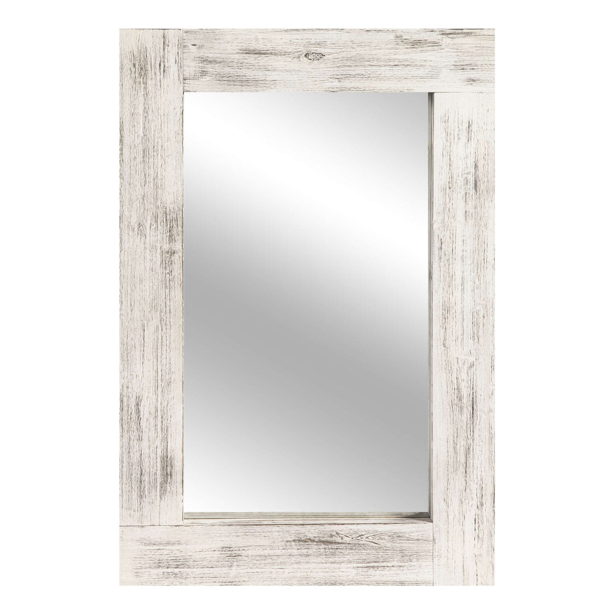 Set of Two White Solid Wood Framed Accent Mirror
